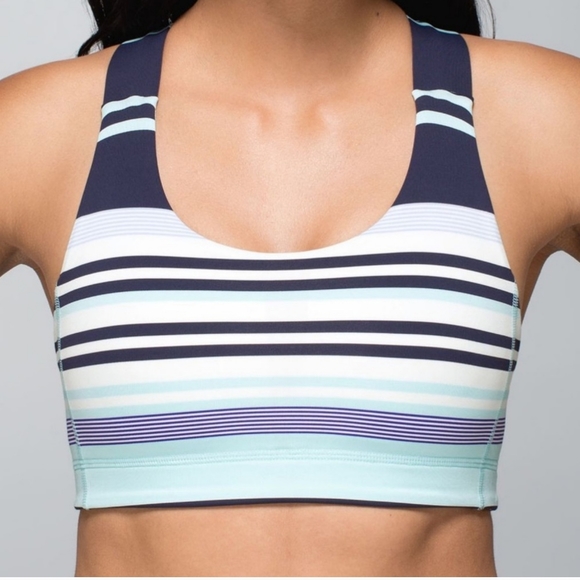 lululemon athletica Other - Lululemon All Sport Bra Cadet Wave Groovy Stripe 4